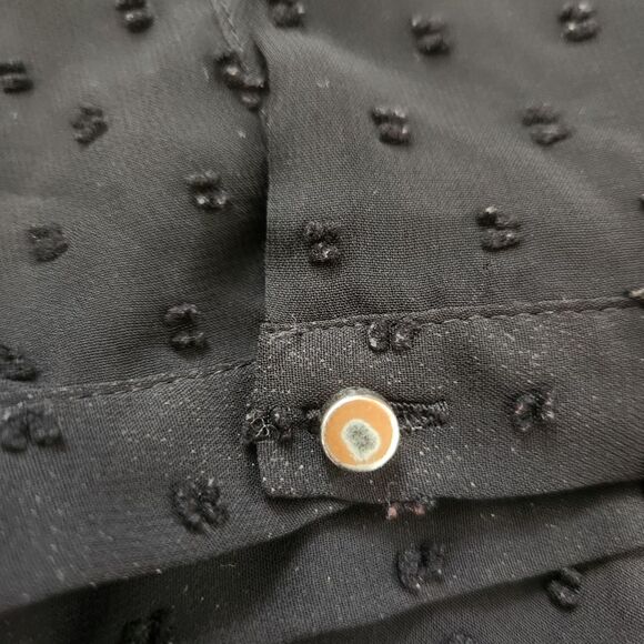 New York & Company Long Sleeve Sheer Black Swiss Dot Blouse Women's Size XS - Picture 4 of 12